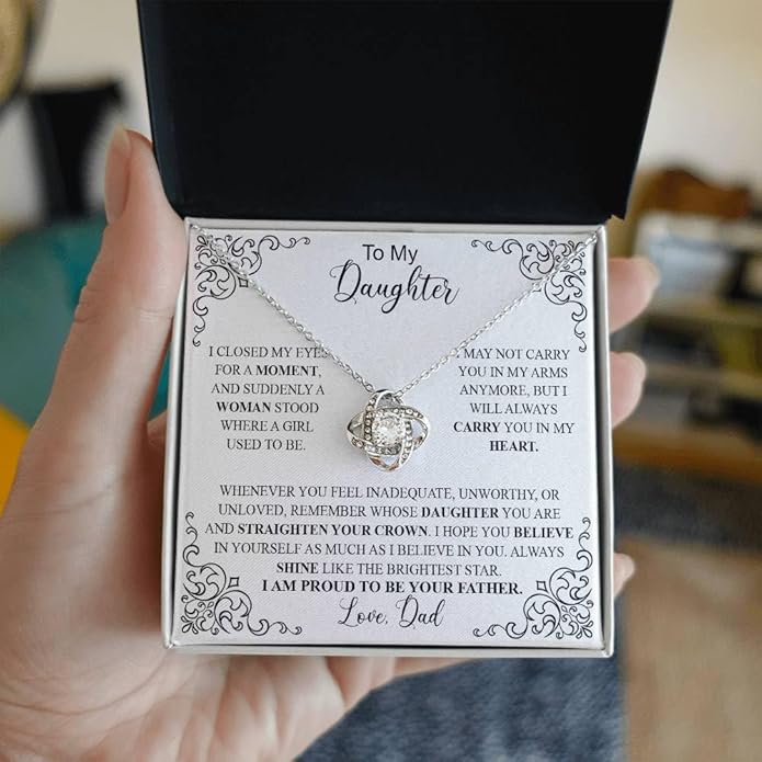 VIRAGIL To My Daughter Gift Necklace From Dad or Mom - Badass Daughter Jewelry With Heartfelt Message & Elegant Box