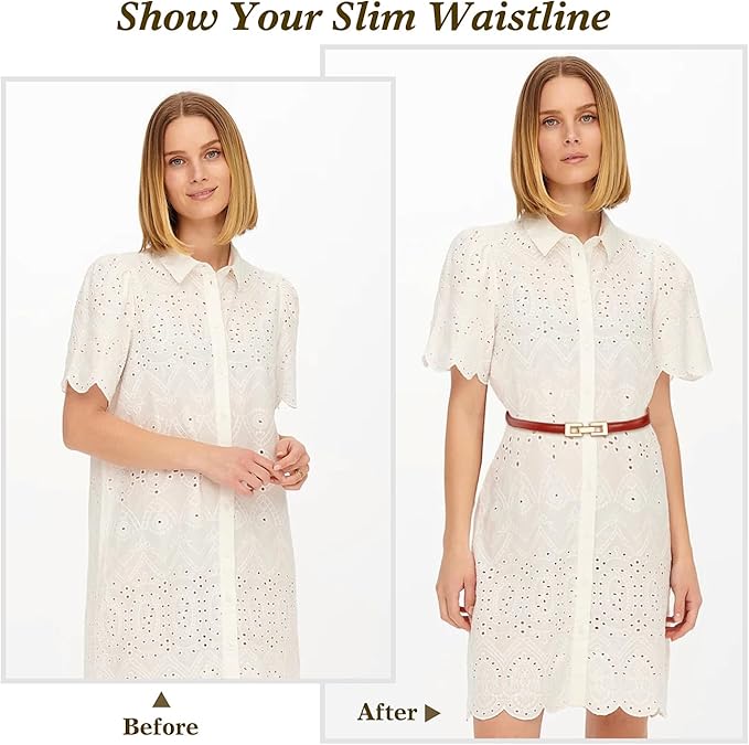 Glamorstar Skinny Belts for Women Thin PU Leather Waist Belt with Gold Buckle for Dresses