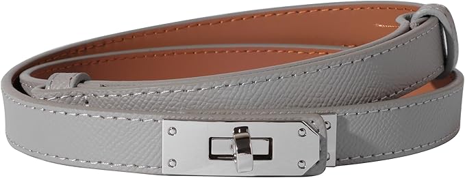 Women Skinny Leather Belt Solid Color Alloy Turn Lock Adjustable Waistband for Dresses Jeans Coats