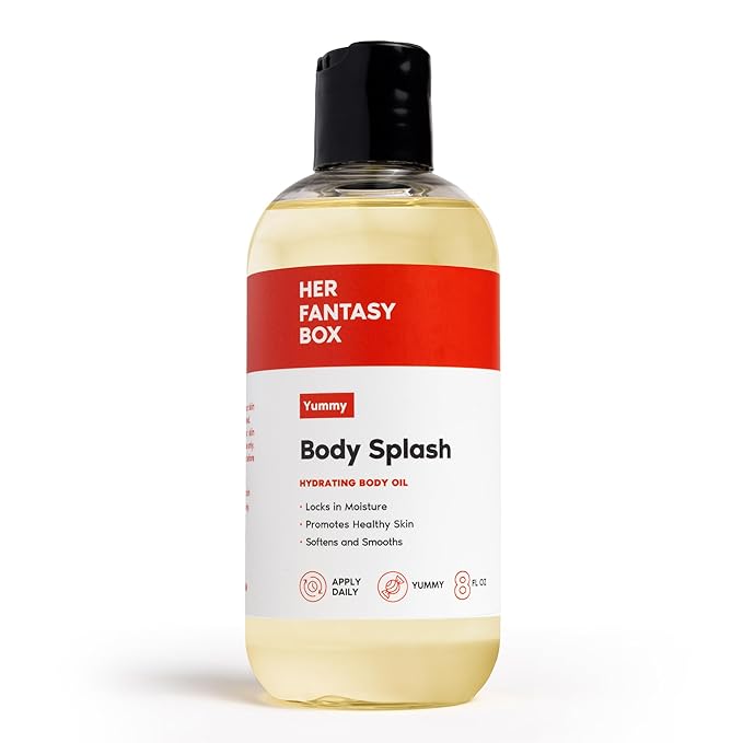 Her Fantasy Box | Body Splash Hydrating Body Oil (Yummy) - Moisturizing, Non-Greasy Formula for Soft, Smooth Skin - All-Natural, Lightweight & Nourishing