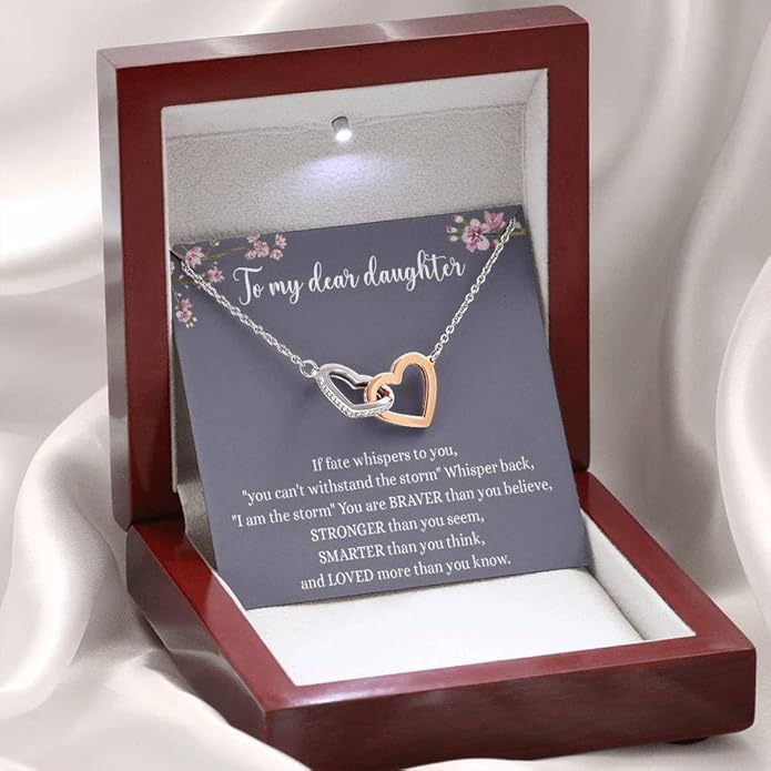 VIRAGIL To My Daughter Gift Necklace From Dad or Mom - Badass Daughter Jewelry With Heartfelt Message & Elegant Box