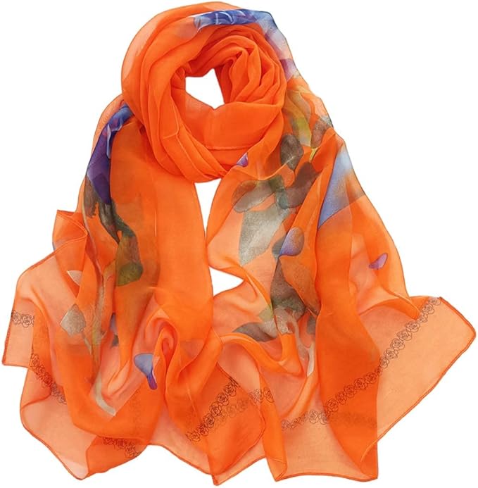 Pokeedioty Women’s Scarf Lightweight Elegant Floral Pattern Scarf Fashion Scarves Sheer Scarfs Shawls