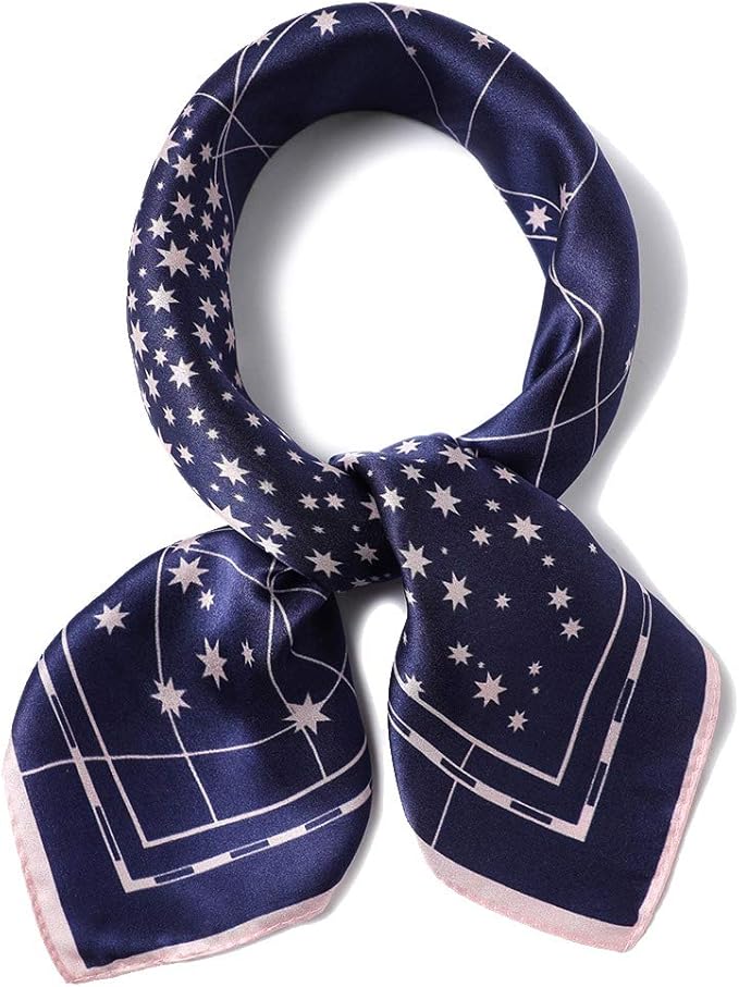 ANDANTINO 100% Real Mulberry Silk Scarf -21'' x 21''- Lightweight Neckerchief –Women Men Small Square Digital Printed Scarves