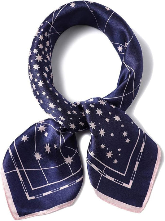 ANDANTINO 100% Real Mulberry Silk Scarf -21'' x 21''- Lightweight Neckerchief –Women Men Small Square Digital Printed Scarves