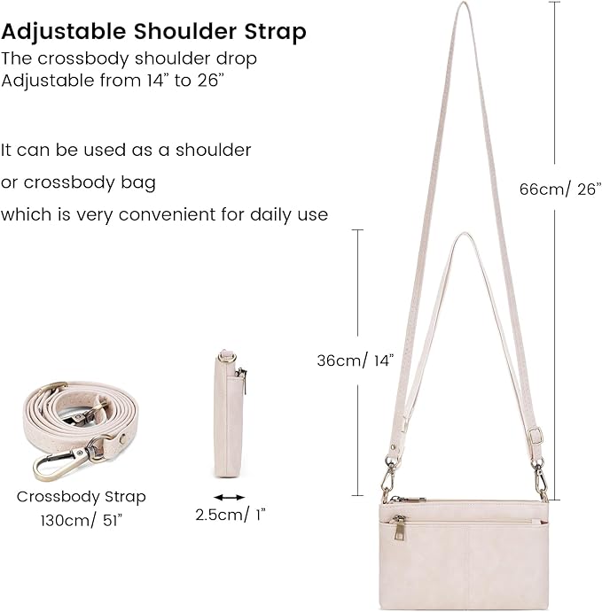 SENDEFN Leather Crossbody Bag for Women Small Clutch Purses Crossbody Shoulder Handbag Wallet Purses RIFD Card Slots