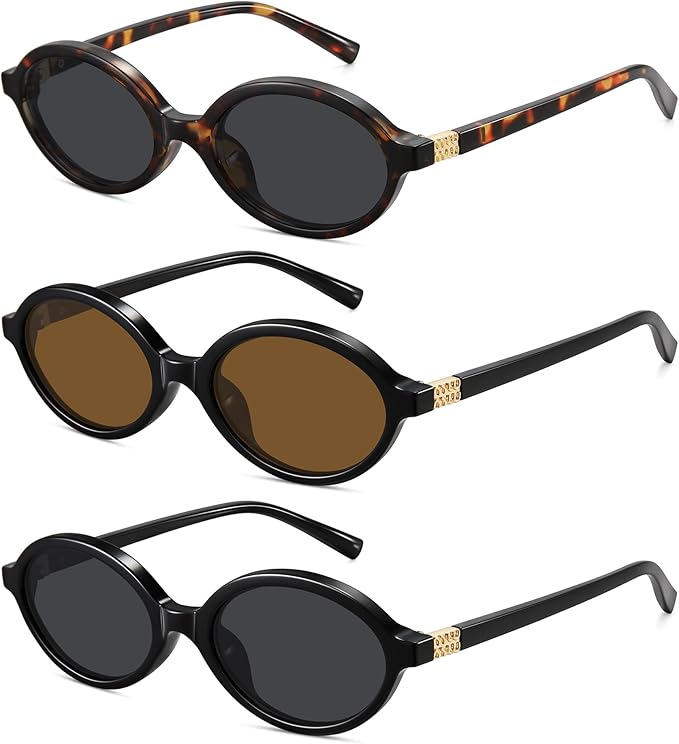 WOWSUN Retro Oval Sunglasses Womens Trendy Sun Glasses Sunnies UV400 Protection