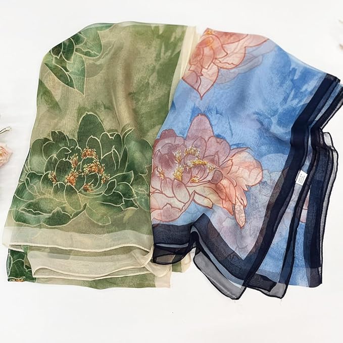 Pokeedioty Scarfs for Women Lightweight Fashion Scarves Elegant Floral Pattern Sheer Scarfs Sunscreen Shawls Wraps