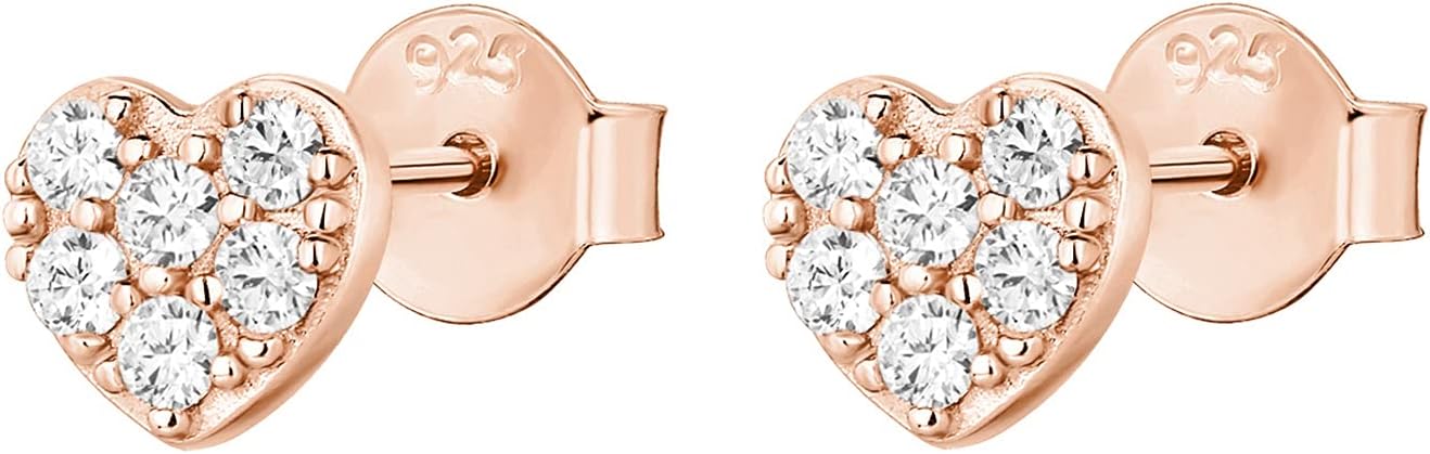 PAVOI 14K Gold Plated 925 Sterling Silver Stud Earrings for Women | Dainty Geometrical Bar Triangle Heart Earrings