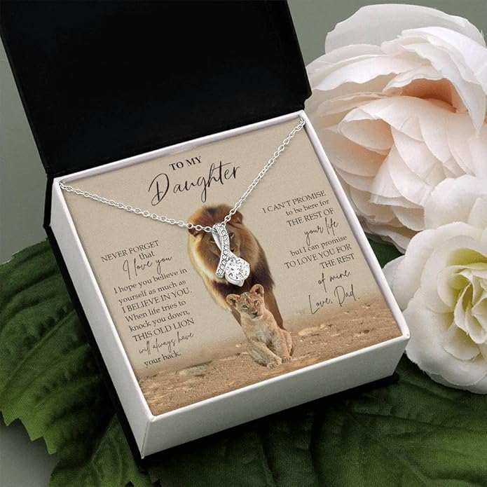 VIRAGIL To My Daughter Gift Necklace From Dad or Mom - Badass Daughter Jewelry With Heartfelt Message & Elegant Box