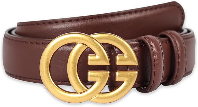 Women's Fashion Classic Metal Buckle Leather Belt with Jeans Dress