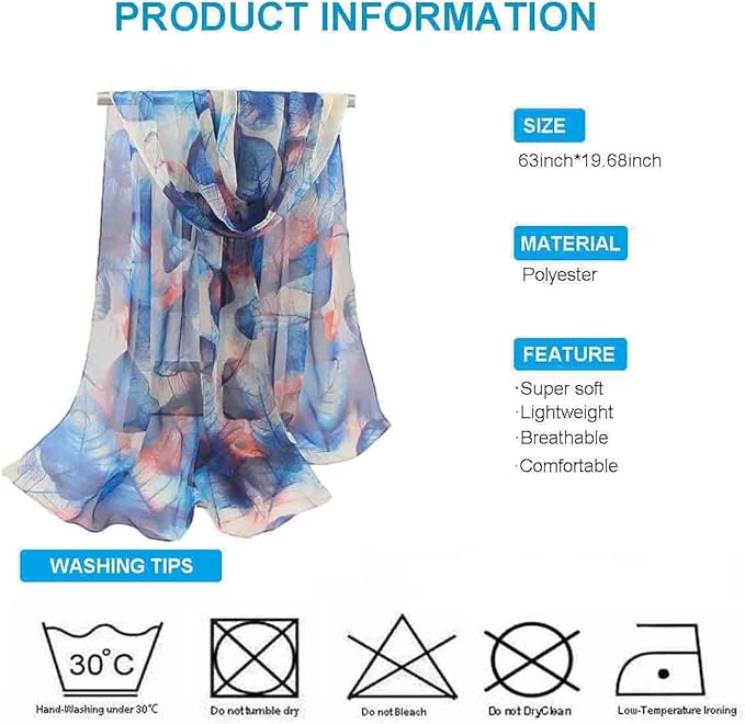 Xyueanlo Scarfs for Women Lightweight Fashion Floral Printed Scarves Neck Scarf Sunscreen Wraps Shawls