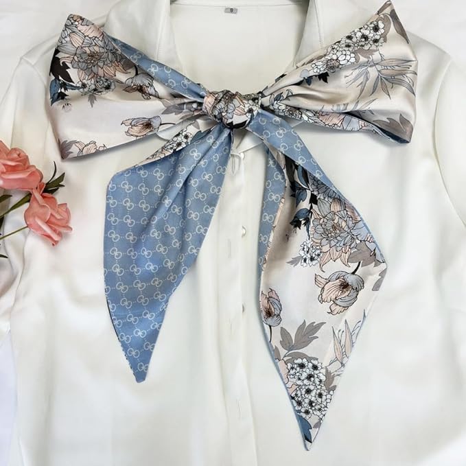 Silk Head Scarf for Hair Fashion Headwrap for Women Lightweight Neck Tie