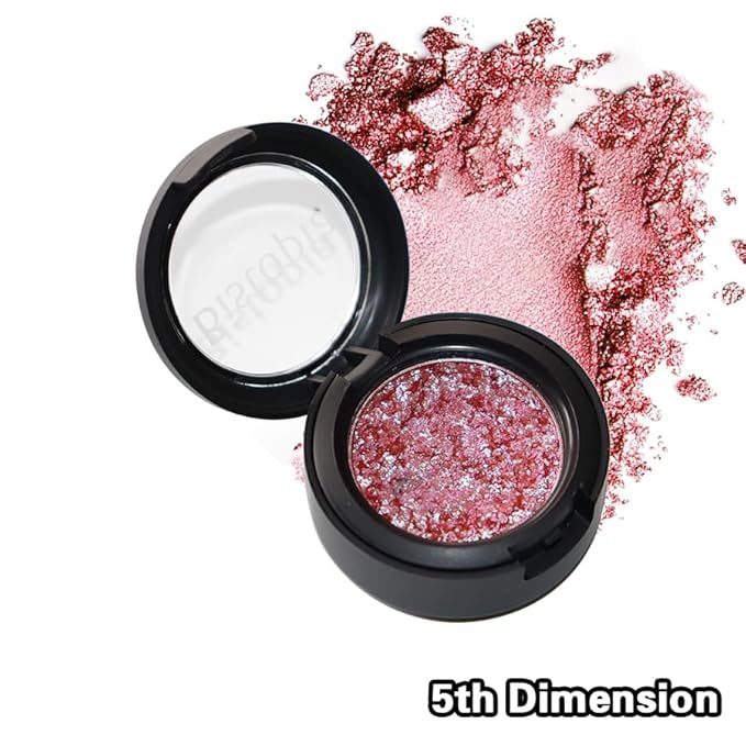 Glitter Eyeshadow Collection, 14 Shades, Shimmer Pressed Powder, Metallic and Iridescent Colors (5th Dimension)