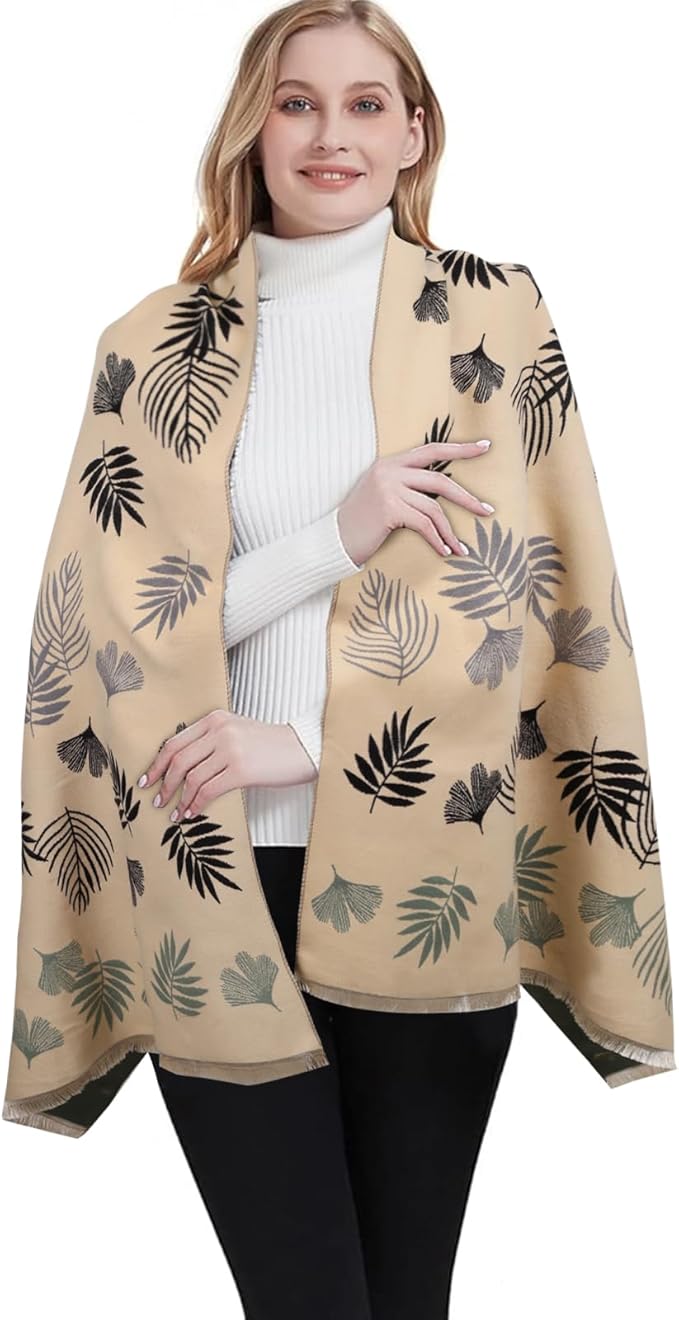 EXTREE Scarfs for Women Pashmina Silky Shawl Wrap for Evening Dressing Blanket Open Front Poncho Cape