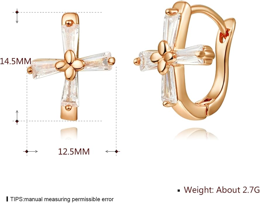 14K Gold Plated Cubic Zirconia Hoop Earrings,Three Row Diamon | Arrows | Double Row of Diamonds Huggie Earrings for Women