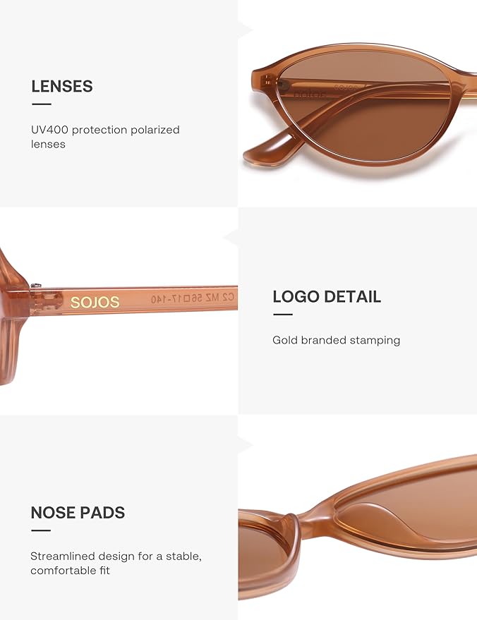 SOJOS Trendy Polarized Oval Sunglasses for Women Retro Chic 90s Shades Lightweight Sunnies SJ2656