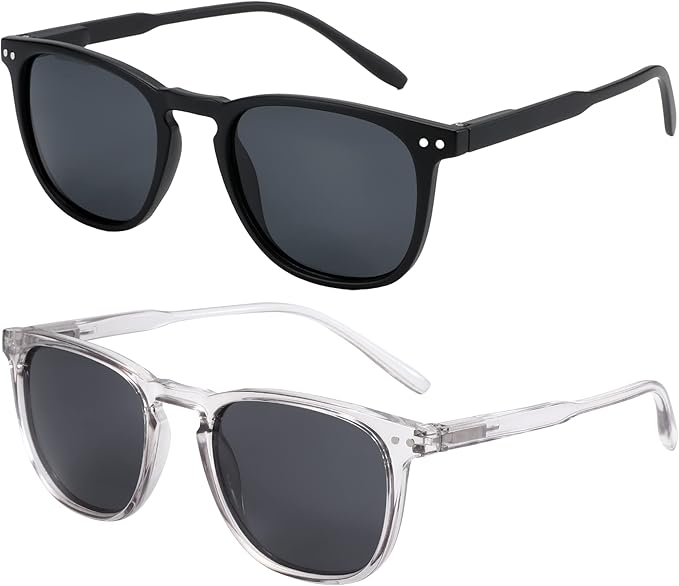ZENOTTIC Polarized Sunglasses for Women Men: Retro Shades Round | Square Frame UV Protection 2 Pack