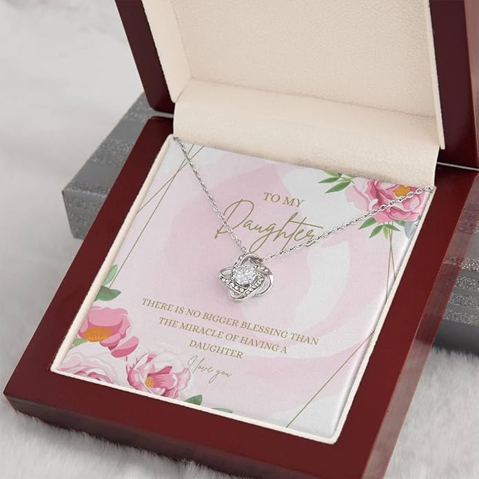 VIRAGIL To My Daughter Gift Necklace From Dad or Mom - Badass Daughter Jewelry With Heartfelt Message & Elegant Box