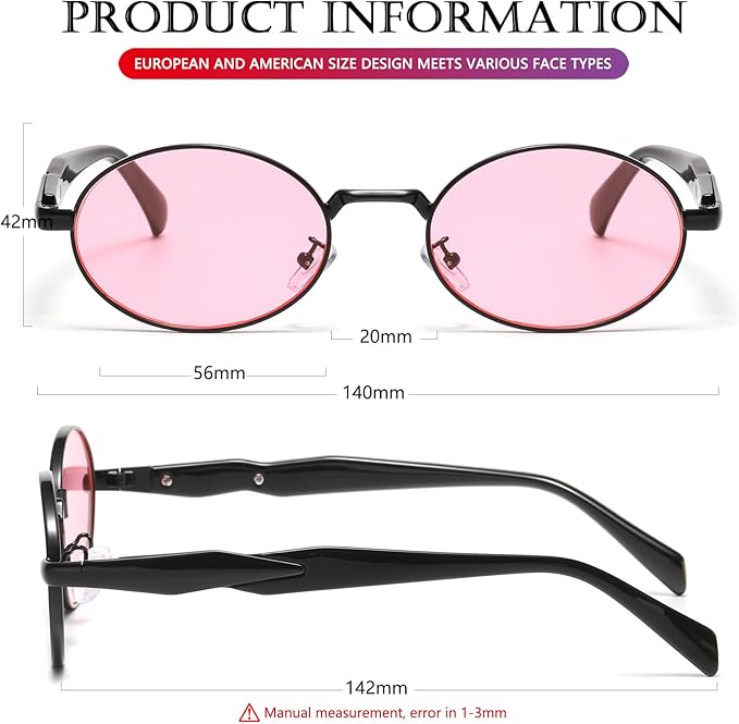 AIEYEZO Retro Oval Sunglasses for Women Men Trendy Fashion Round Sun Glasses Oval Metal Framed Shades