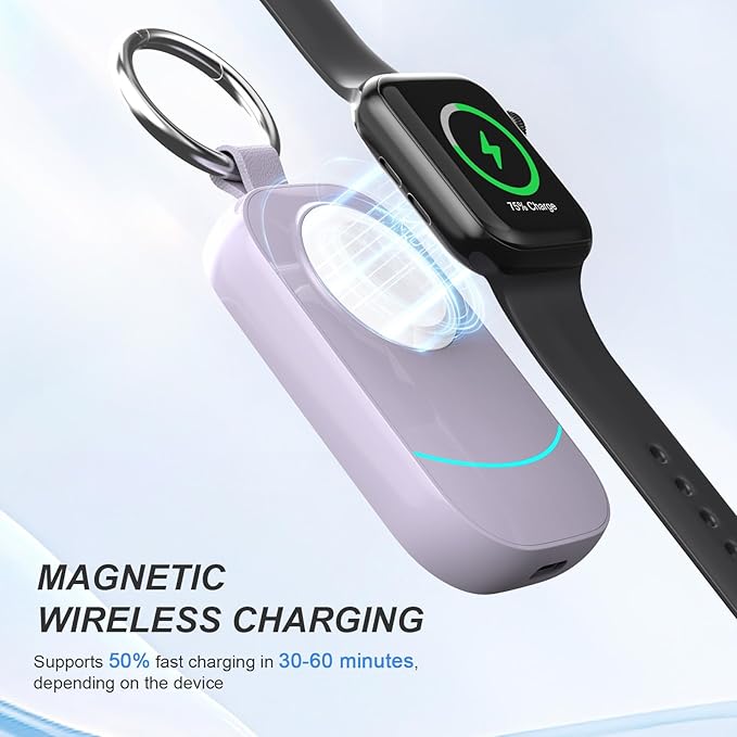 Portable Travel Charger for Apple Watch Ultra 3 -zikker 2500mAh Wireless Charger for iwatch Series 11/10/9/8/7/6/5/4/3/2/SE 3/SE 2/UItra/UItra 2 Purple