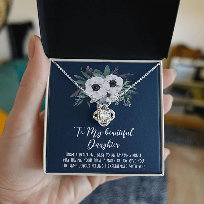 VIRAGIL To My Daughter Gift Necklace From Dad or Mom - Badass Daughter Jewelry With Heartfelt Message & Elegant Box