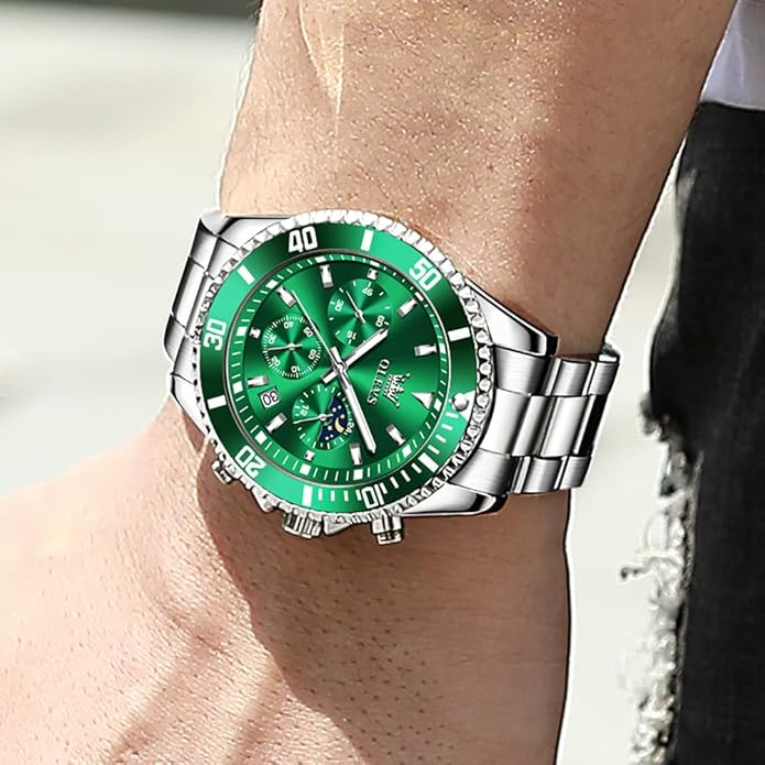 OLEVS Mens Watches Big Face Stainless Steel Waterproof Date Analog Quartz Watches Fashion BusinessWrist Watches for Men…