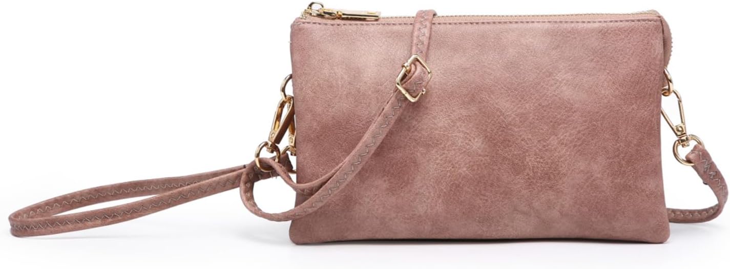 JEN & CO. Riley Small Crossbody Bags for Women Vegan Leather Wristlet Clutch Wallet Purses Handbags with 2 Straps