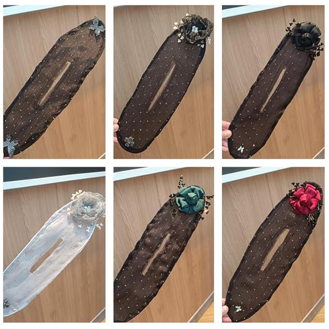Hair Bun Maker for Long Hair, Hand Embroidered Flower Bun Roller and Twister, Easy Snap Roll Hair Styling Tool and Accessory for Women