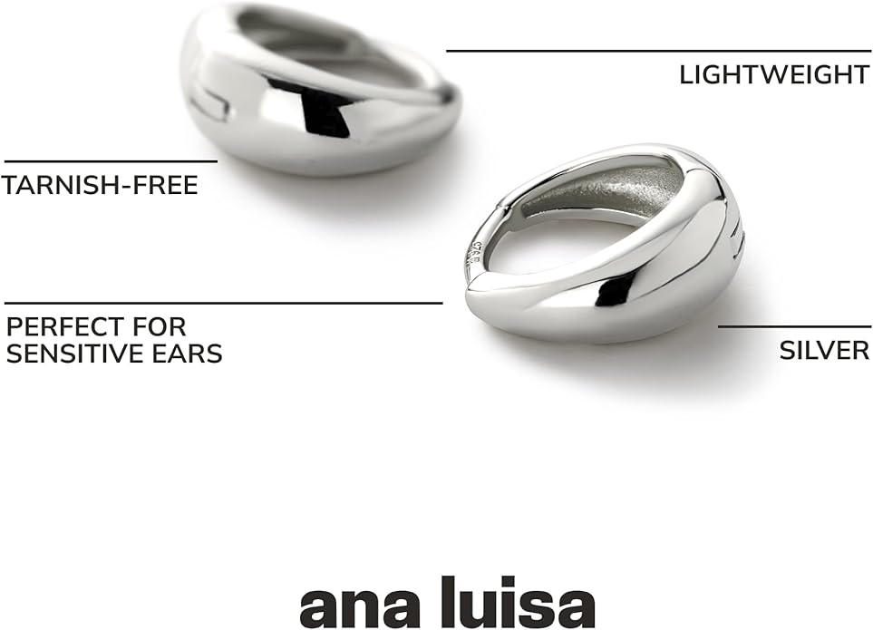 Ana Luisa Hoop Earrings for Women - 14K Gold Plated & Silver Rhodium Plated Assorted Earring Styles - Dainty, Small Gold Hoop Earrings - Hypoallergenic Tarnish-Free Jewelry - Gifts for Women