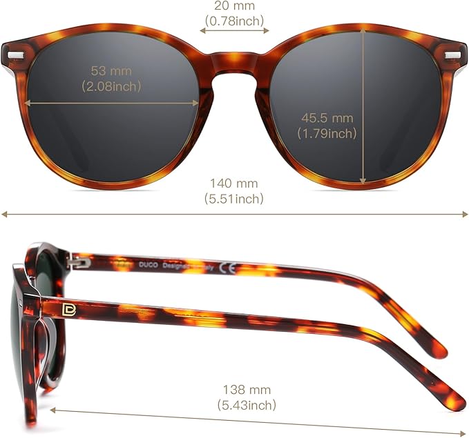 DUCO Polarized Sunglasses for Women Retro Round Women's Sunglasses Classic Vintage UV400 Shades DC1230
