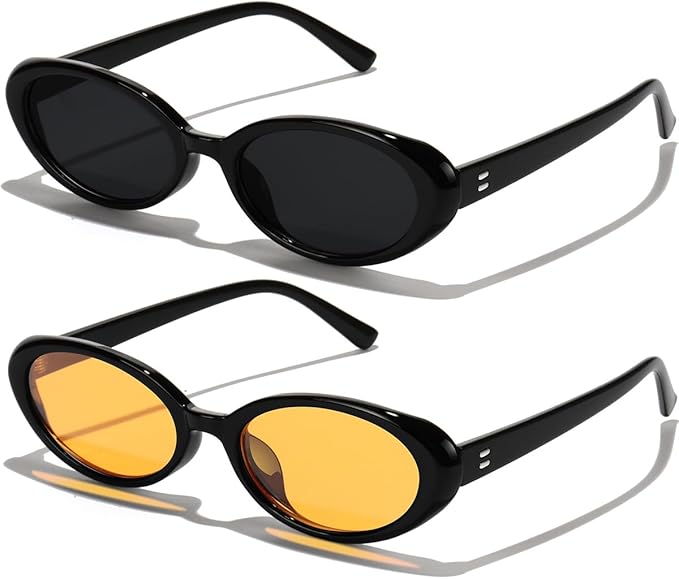 Oval Sunglasses for Women Men Fashion Small 90s Style Sun Glasses UV400