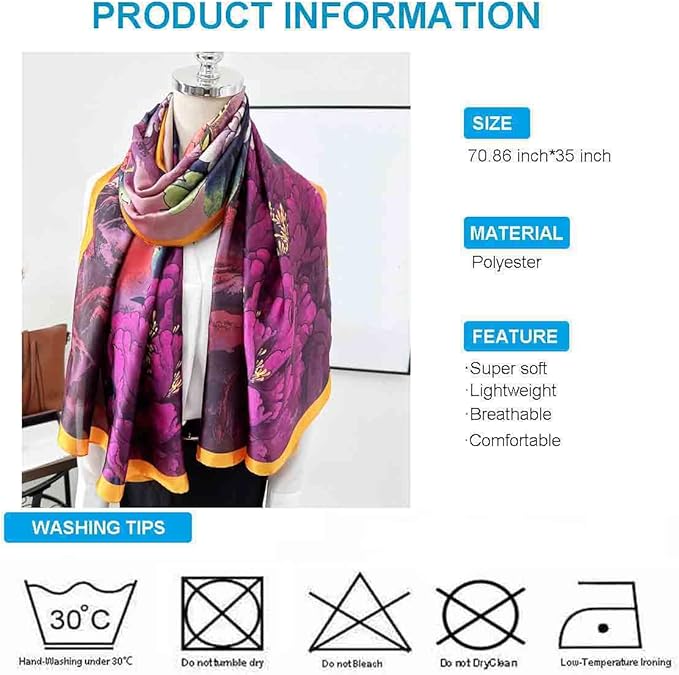 Xyueanlo Scarfs for Women Lightweight Scarves Fashion Print Floral Pattern Head Scarf Wraps Shawls