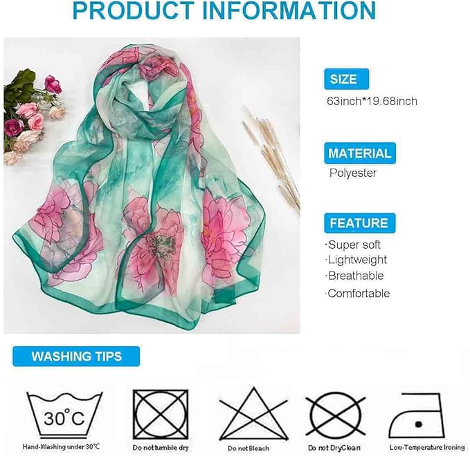 Xyueanlo Scarfs for Women Lightweight Fashion Floral Printed Scarves Neck Scarf Sunscreen Wraps Shawls