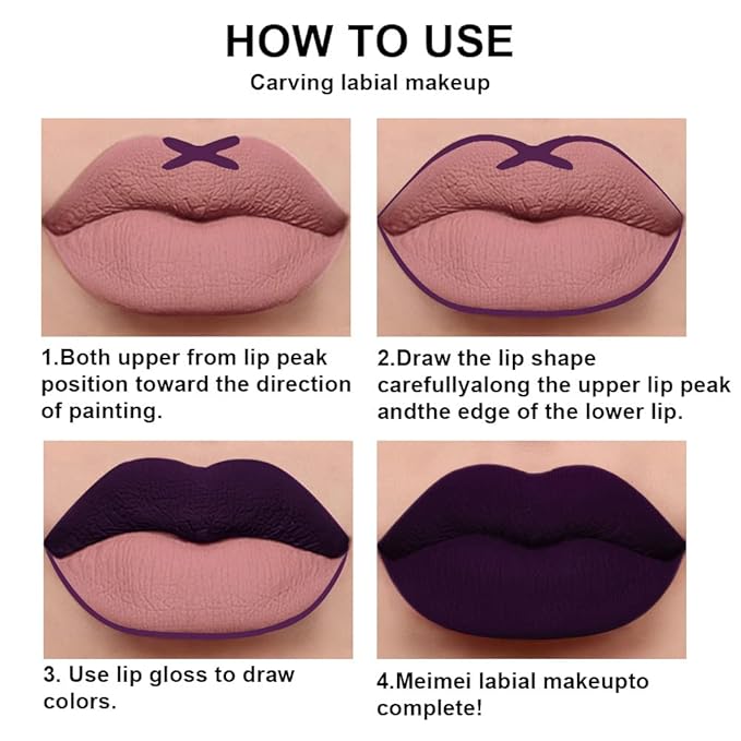 evpct 2Pcs Dark Deep Purple Plum Black Matte lipstick and Lip Liner Pencil Makeup Set for women Matte Smudge Proof Lipstick Lip Stain Long Lasting Waterproof labiales mate 24 horas originales 20#