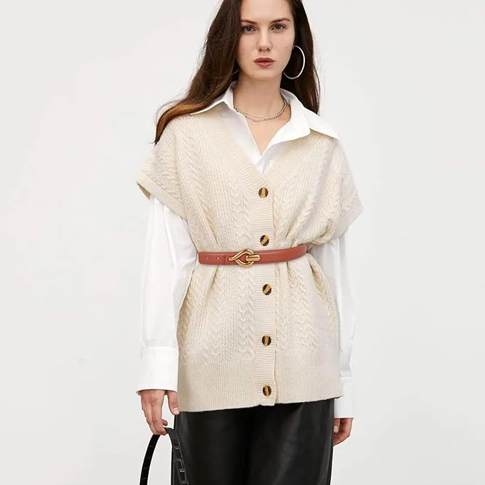Women's Fashion Classic Metal Buckle Leather Belt with Jeans Dress