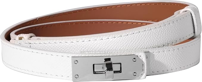 Women Skinny Leather Belt Solid Color Alloy Turn Lock Adjustable Waistband for Dresses Jeans Coats