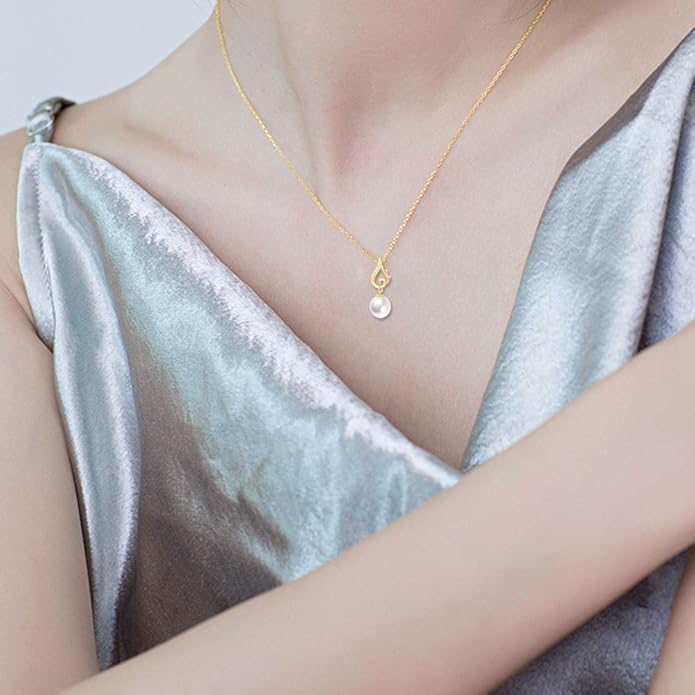 Real Gold Pearl Jewelry. 18k Gold Earrings and 14k Gold Pendant and Chain Necklace, Jewelry Gifts for Her