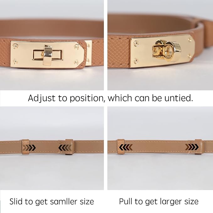 Women's Fashion Classic Metal Buckle Leather Belt with Jeans Dress