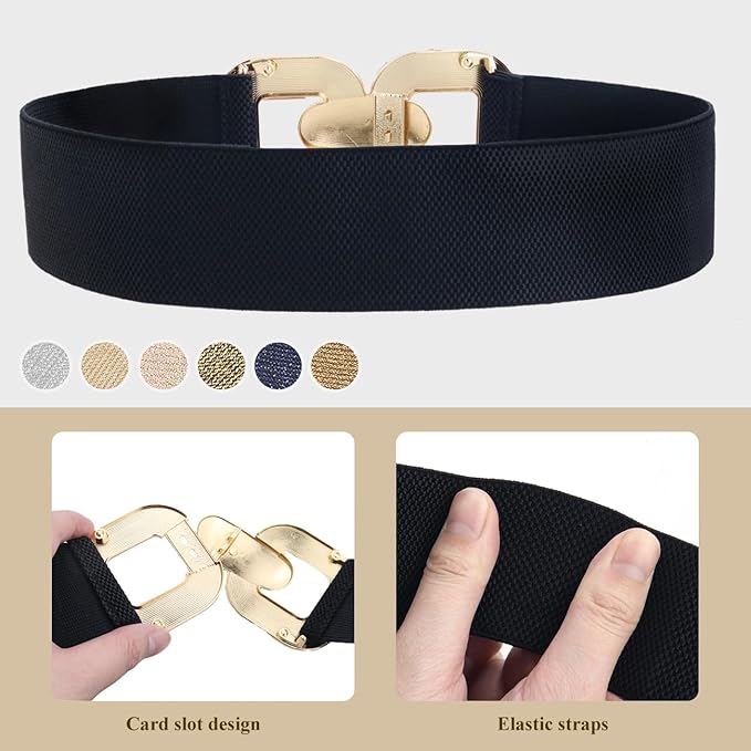Glamorstar Women Wide Stretchy Belts Elastic Waist Belts for Dresses