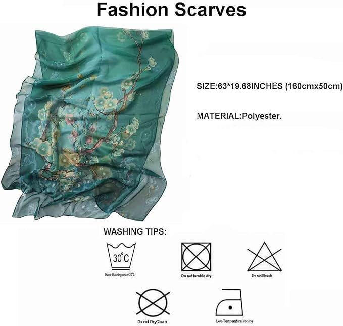 Pokeedioty Scarfs for Women Lightweight Scarves Elegant Floral Pattern Sheer Scarfs Shawls Wraps