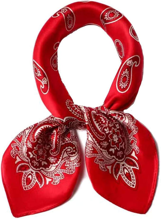 ANDANTINO 100% Real Mulberry Silk Scarf -21'' x 21''- Lightweight Neckerchief –Women Men Small Square Digital Printed Scarves