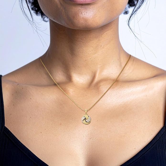 IceCarats 14K Solid Two Tone Gold Love Knot Necklace Chain Pendant Charm