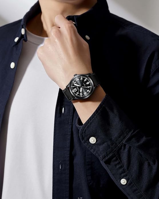 CIVO Analog Wrist Watches for Men: Waterproof Stainless Steel Mens Watches - Silver Watch with Easy Read Dial Men's Watch for Gift