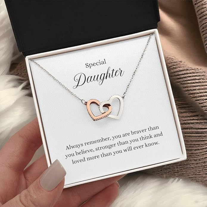 VIRAGIL To My Daughter Gift Necklace From Dad or Mom - Badass Daughter Jewelry With Heartfelt Message & Elegant Box