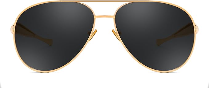 FEISEDY Oversized Aviator Sunglasses Women Men - Retro Gold Metal Chunky Frame, UV400 for Driving & Daily Wear B0311