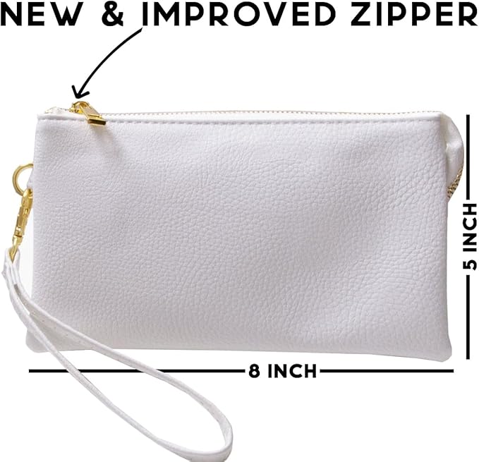 Vegan Leather Wristlet Purse for Women - Small Clutch Purse with Shoulder and Wrist Straps