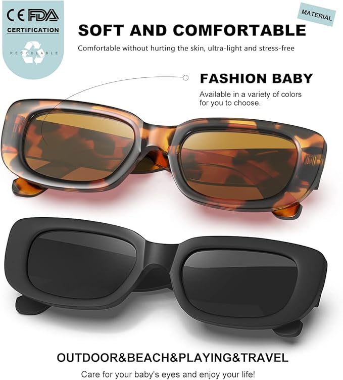 Retro Rectangle Kids Sunglasses 90’s Vintage Fashion Narrow Square Frame Glasses Shades for Girls Boys UV Protection