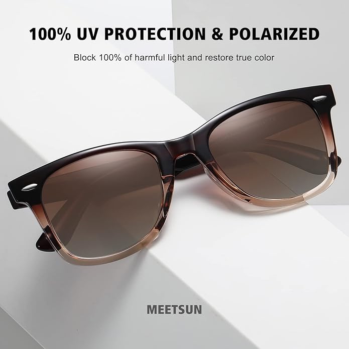 MEETSUN Retro Polarized Sunglasses for Women Men Classic Mirror Lens Driving Trendy Sun Glasses UV Protection (3 Pack)