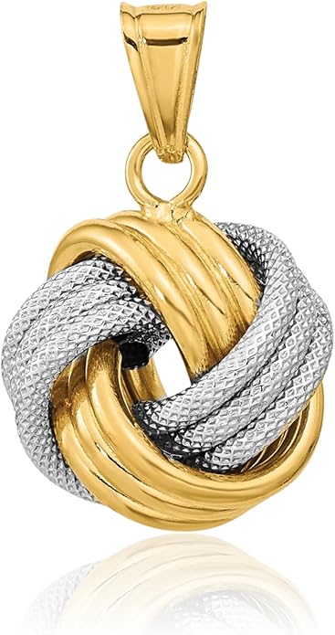 IceCarats 14K Solid Two Tone Gold Love Knot Necklace Chain Pendant Charm