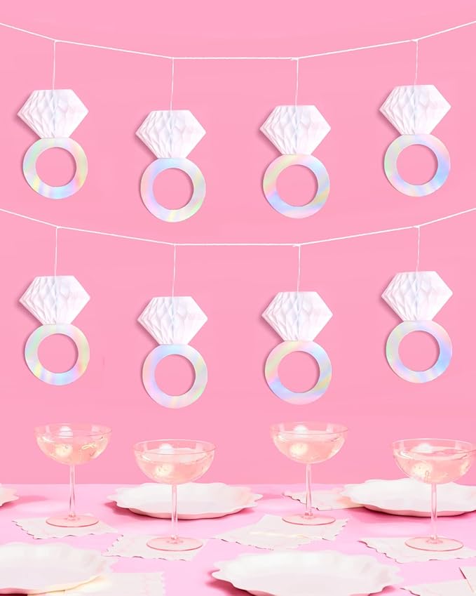 xo, Fetti Diamond Ring 3D Banner - 5 Ft. | Engagement Party Decoration, Tying The Knot Proposal Decor, Bachelorette Backdrop, Just Married, Bridal Shower, She Said Yes
